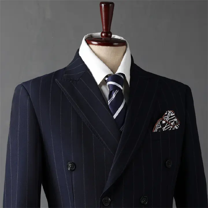 Men's suit casual business formal attire groomsmen suit groom wedding double breasted striped suit jacket men's clothing three-piece