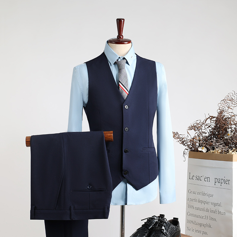 Blue suit men's suit fashionable slim wedding dress groomsmen suit business casual professional formal suit men's clothing three-piece