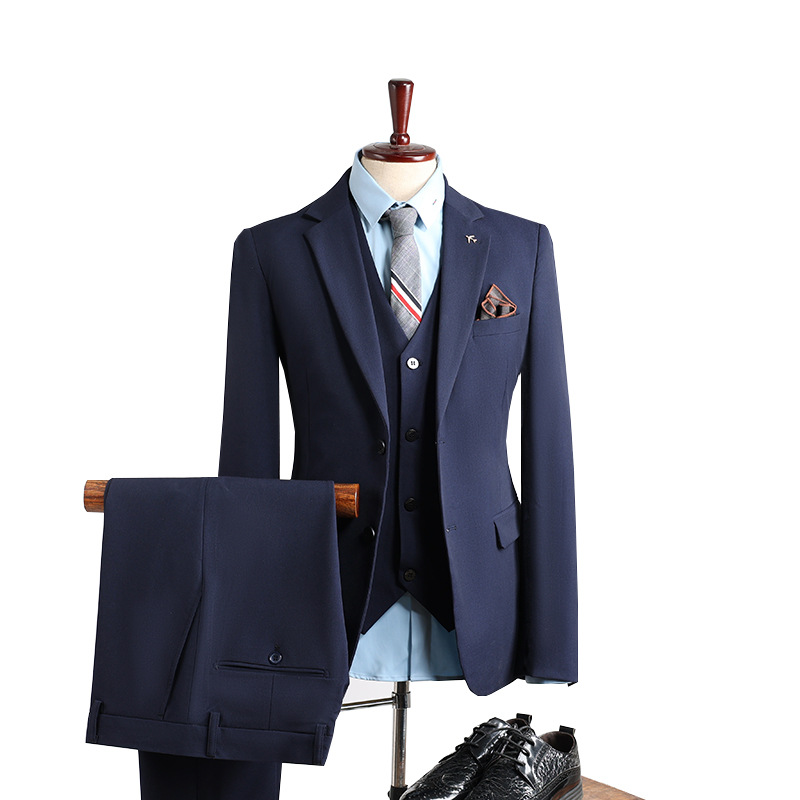 Blue suit men's suit fashionable slim wedding dress groomsmen suit business casual professional formal suit men's clothing three-piece
