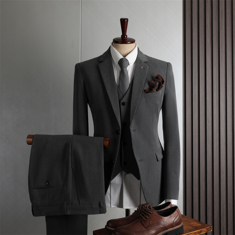 Blue suit men's suit fashionable slim wedding dress groomsmen suit business casual professional formal suit men's clothing three-piece