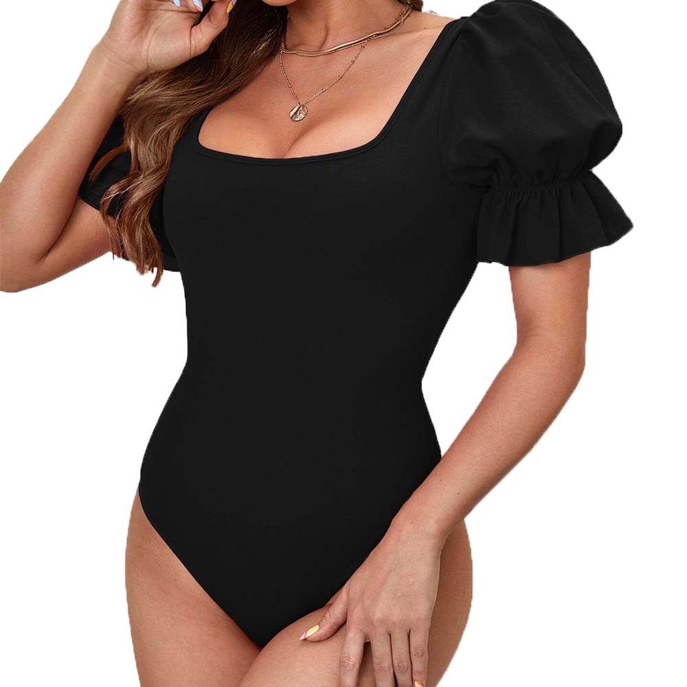 women's clothing Wind puff sleeve jumpsuit summer fashion temperament slim sexy top for women