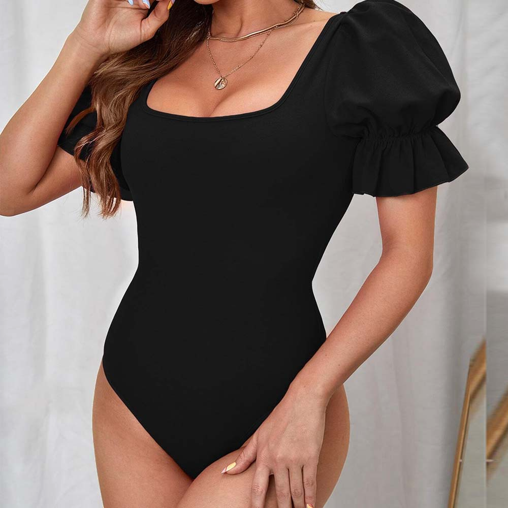 women's clothing Wind puff sleeve jumpsuit summer fashion temperament slim sexy top for women