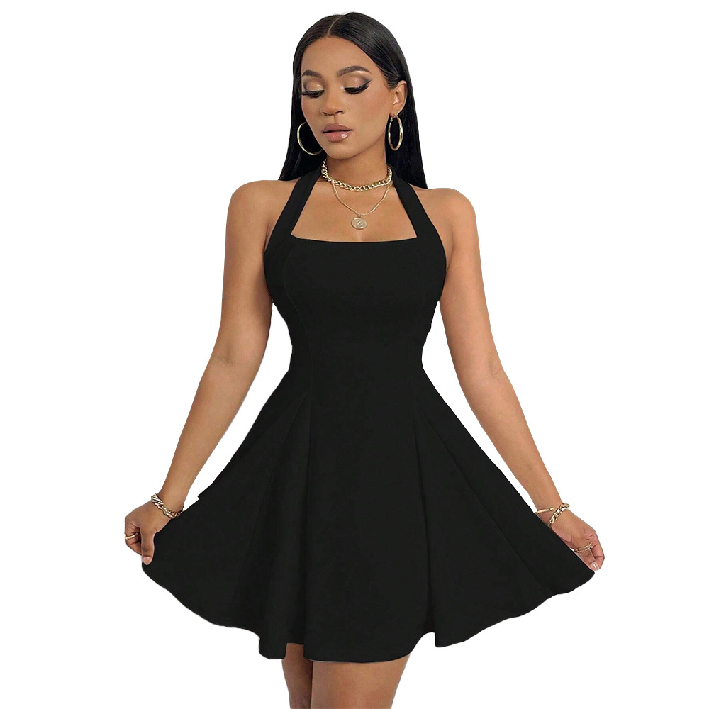 Women's Sexy Halter Neck Backless Waist A-Line Swing Short Skirt Dress women's clothing