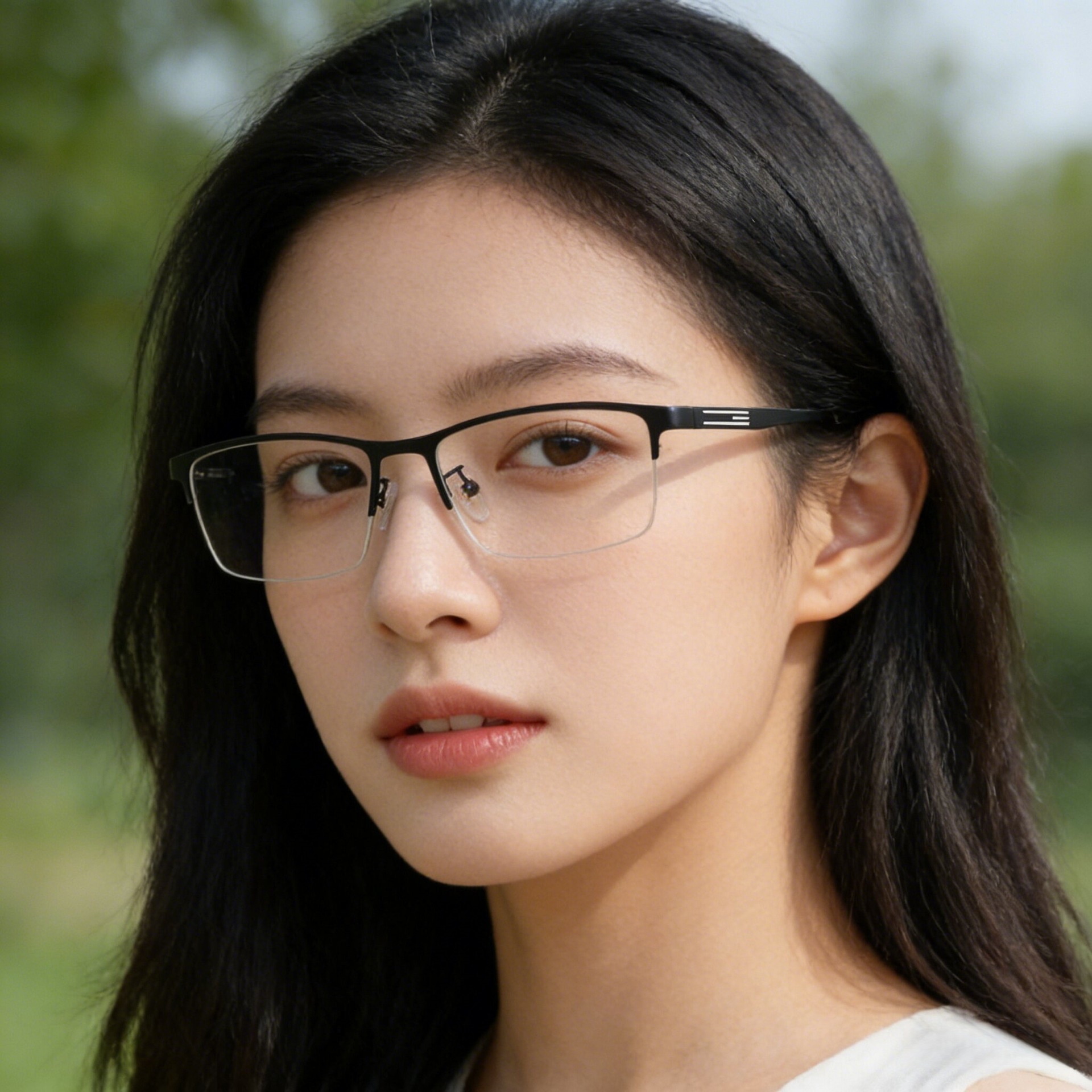 Color-changing multi-focus reading glasses for middle-aged and elderly people, half-frame metal lightweight business sense reading glasses for both distance and near use