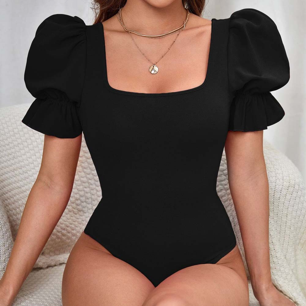 women's clothing Wind puff sleeve jumpsuit summer fashion temperament slim sexy top for women