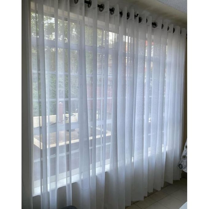 Elegant Light Filtering White Sheer Curtain 3M By 2.5M Height