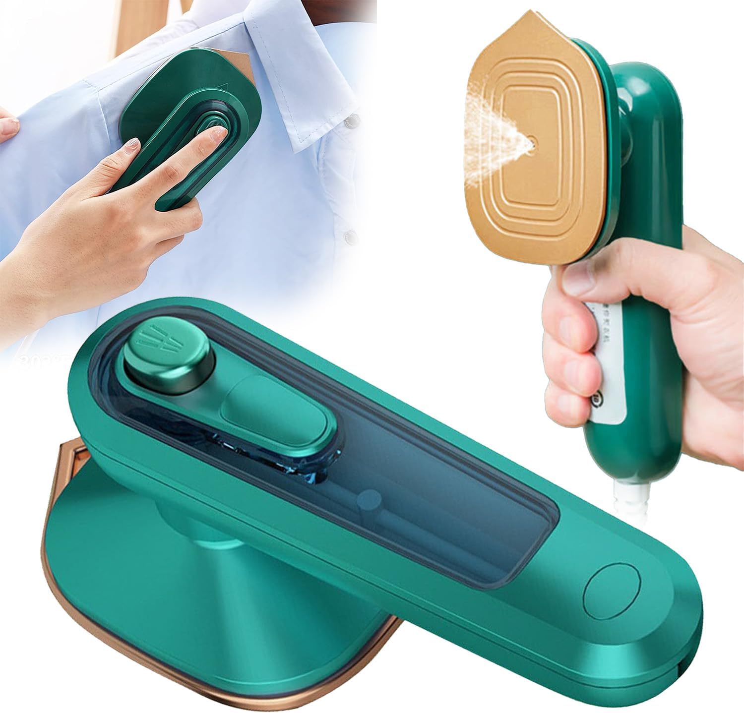 Steam Iron Portable Handheld Wet And Dry Double Hot Fabric Garment Steamer Ironbox Hanging Ironing Wrinkles Iron Boxes Lightweight Steamer Iron Box With Nonstick Soleplate Cleaner Sanitiser