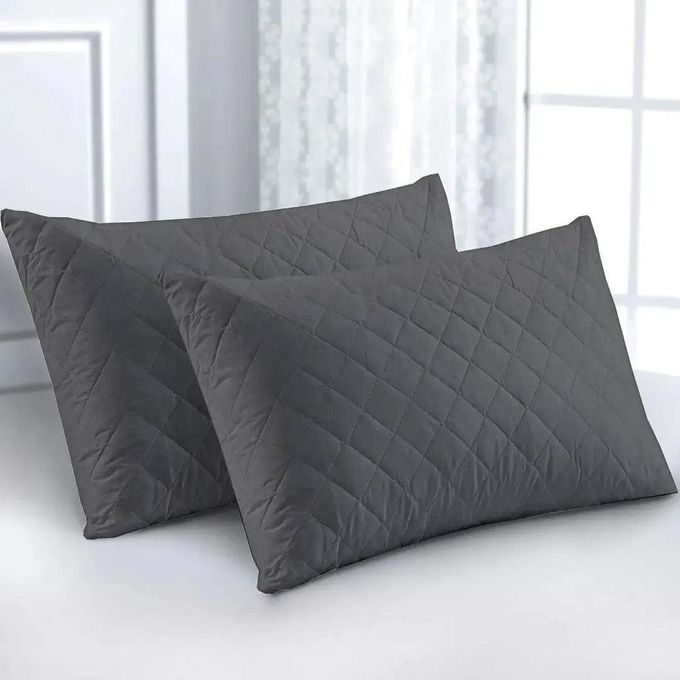 2Pcs Waterproof Quilted Pillow Protector Soft Cotton Quilted Pillow Cover , Protection Against Water Spills & Dustmites