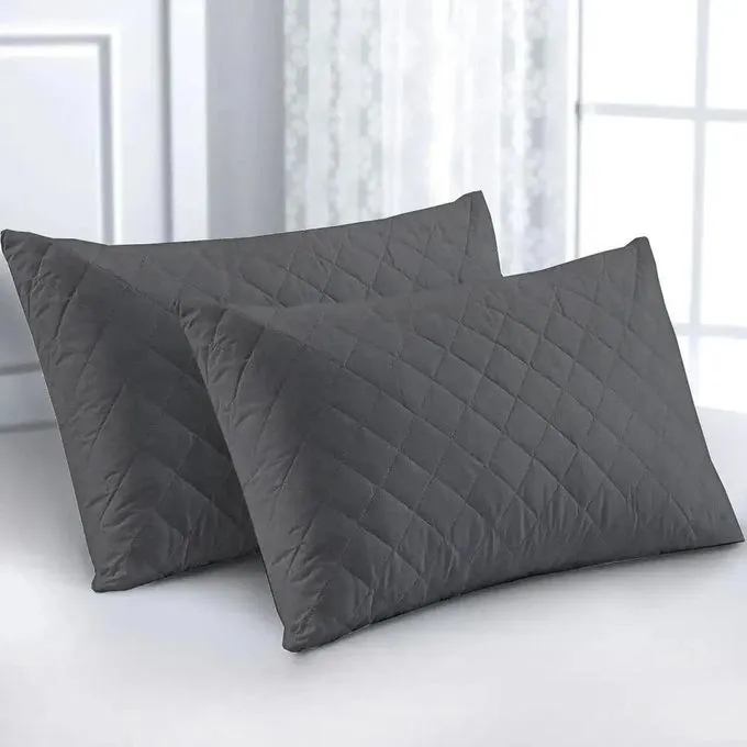 2Pcs Waterproof Quilted Pillow Protector Soft Cotton Quilted Pillow Cover , Protection Against Water Spills & Dustmites