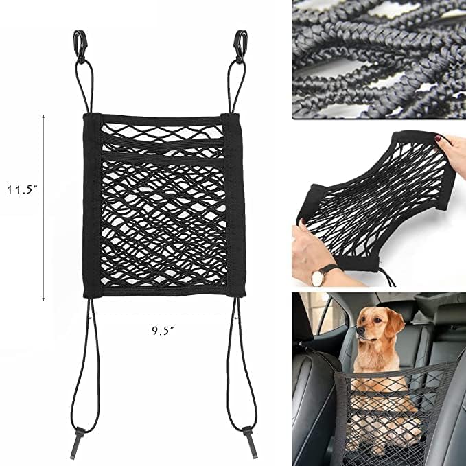 3-Layer Car Mesh Organizer Net Pocket Between Front Seats – Handbag Holder, Kids & Pet Barrier, Tissue Storage, Universal Seat Gap Organizer Car Interior Accessory