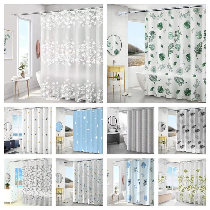 Executive Heavy Fabric Shower Curtain - Waterproof, Washable, Modern Design with 12 Hooks (180x200cm)