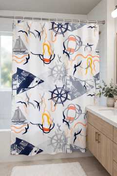 Executive Heavy Fabric Shower Curtain - Waterproof, Washable, Modern Design with 12 Hooks (180x200cm)