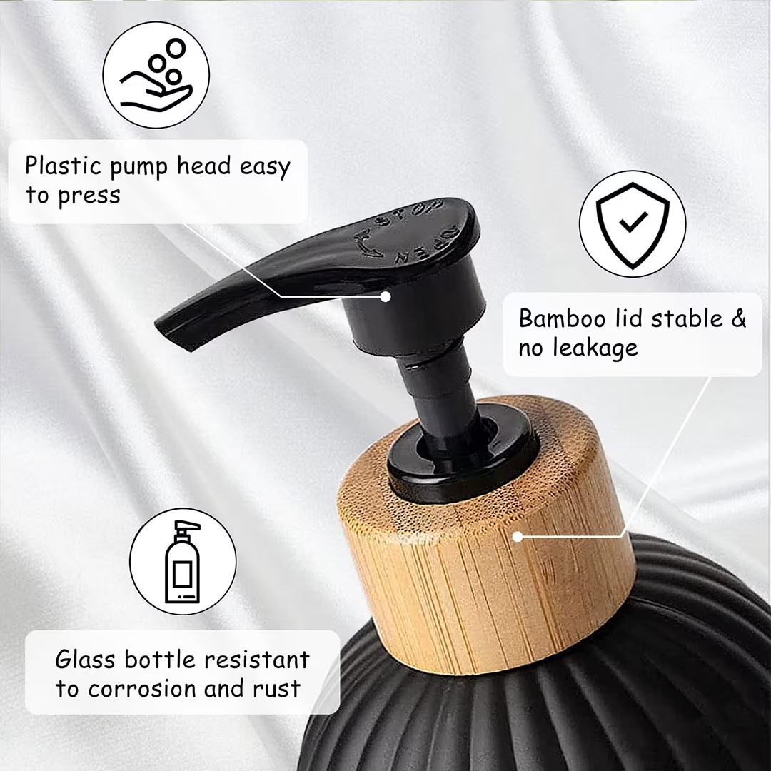 500ml Strip Soap Dispenser with Eco-Friendly Bamboo Pump – Refillable Bathroom Organizer Bottle for Shampoo, Conditioner, Lotion & Body Wash