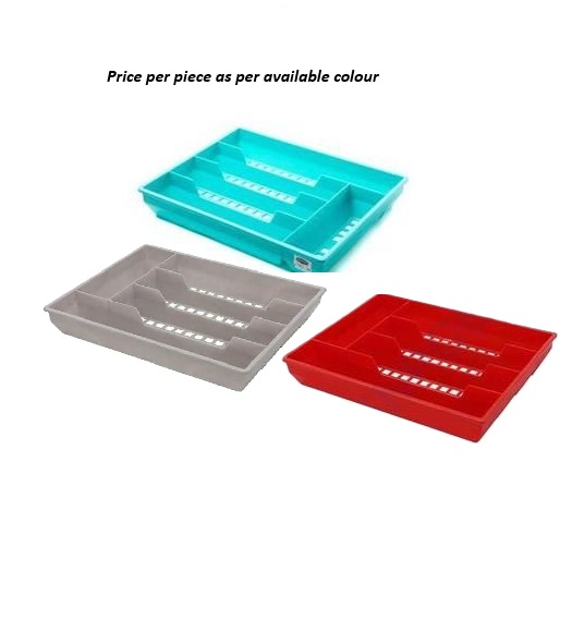 KENPOLY CUTLERY Tray – Multi-Compartment Plastic Organizer 330 × 260 × 52 mm Kitchen Drawer Organizer for Spoons Forks Knives Utensils Durable Storage Tray (Available in Assorted Colours)