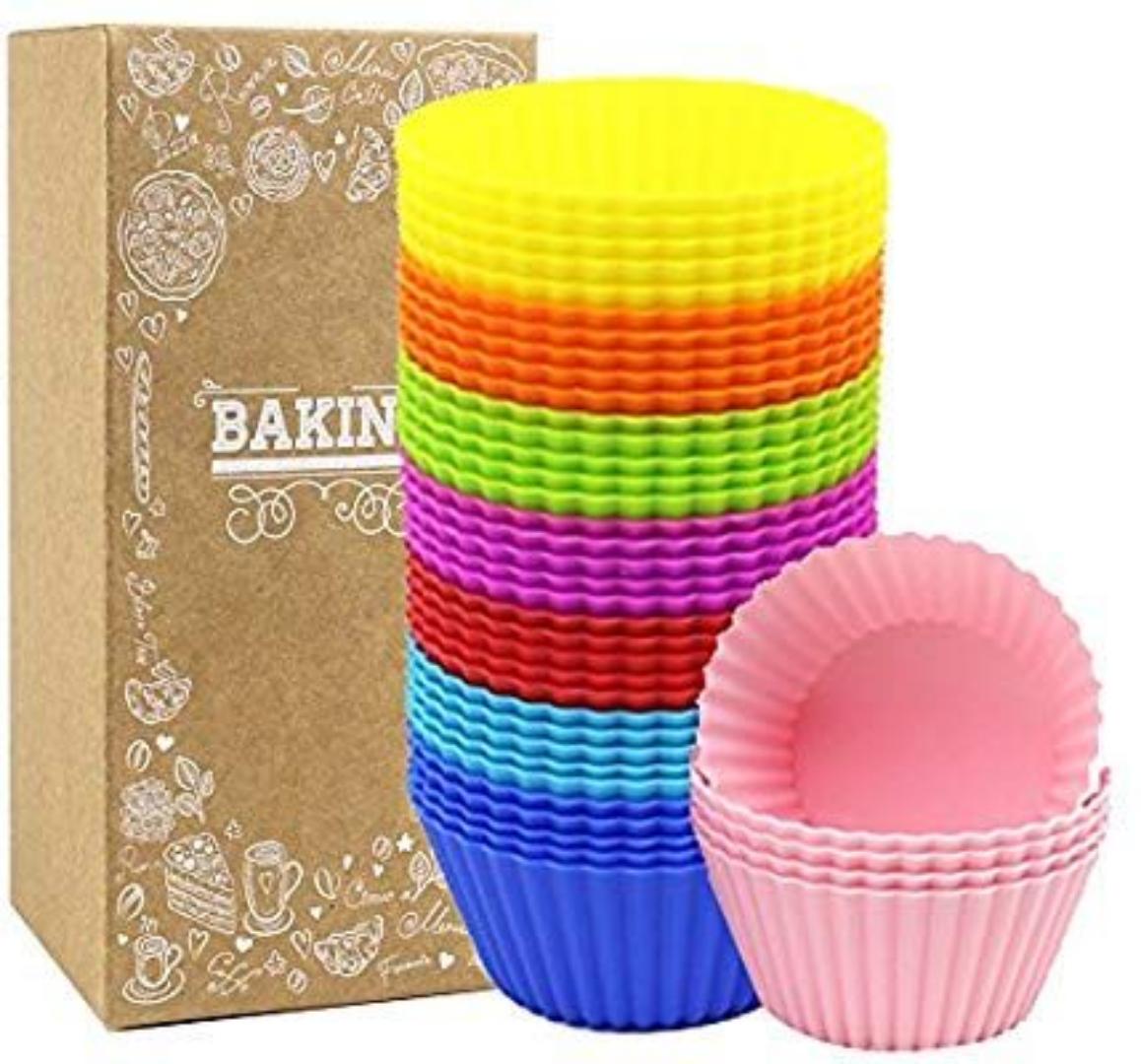 12a pieces Reusable Standard Colorful Truffle Cups Non-stick Cupcake Baking Liners Muffin Molds Silicone Baking Cups Cake Mold