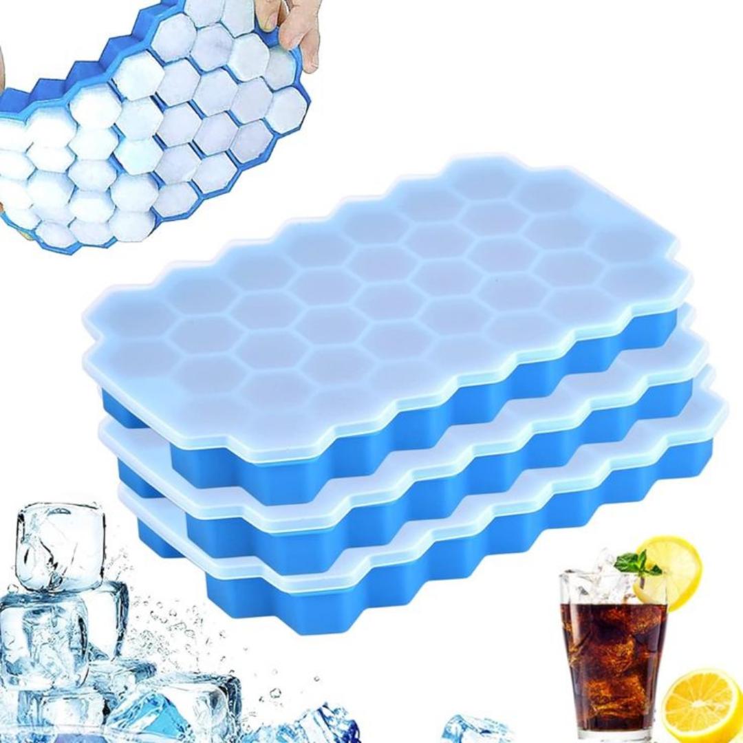 Ice Cube Tray Silicone Mold 37 Grid Honeycomb Shape Ice Cube Maker BPA Free Ice Maker with Lids DIY Popsicle Mould Ice Mould