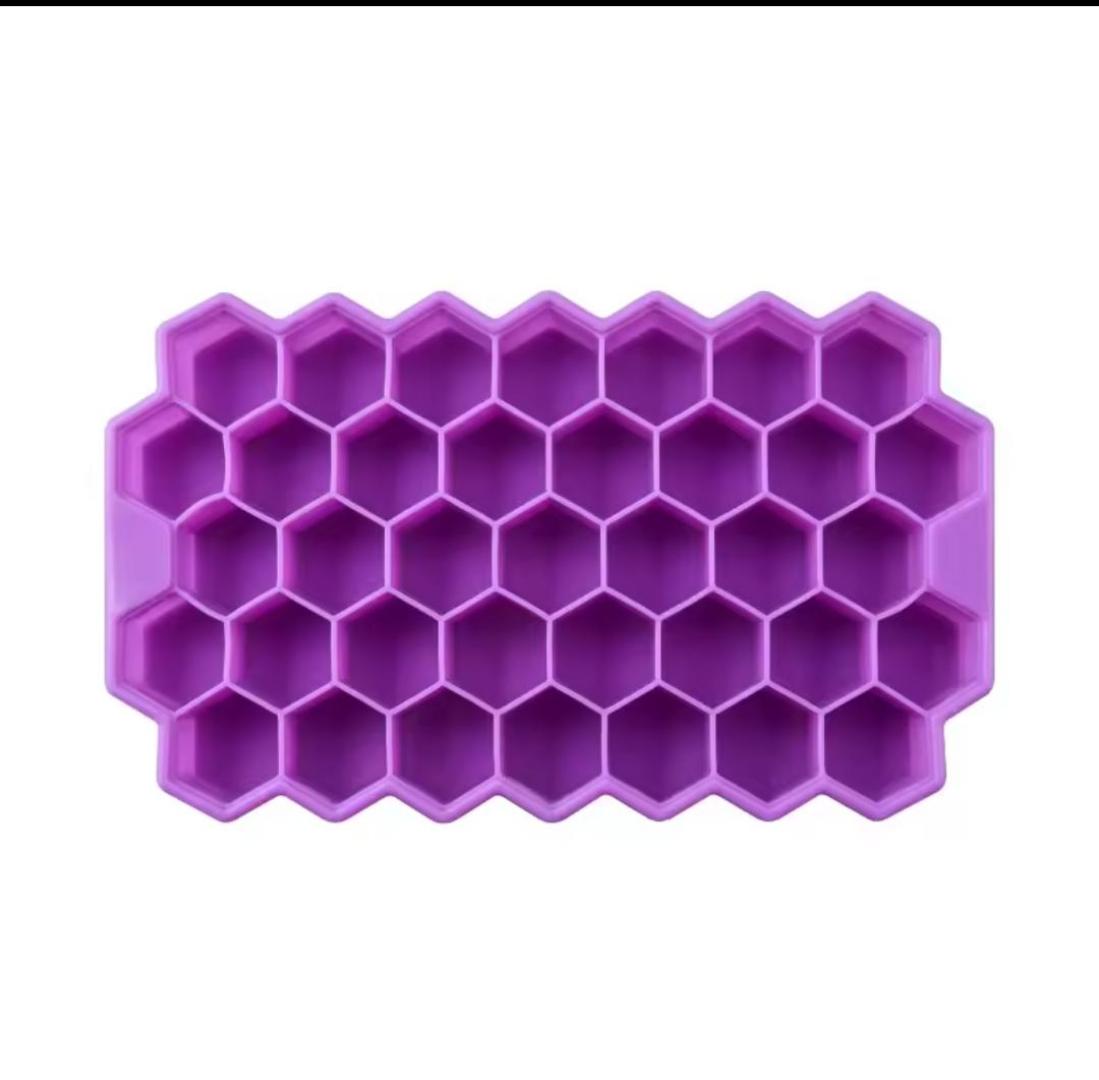 Ice Cube Tray Silicone Mold 37 Grid Honeycomb Shape Ice Cube Maker BPA Free Ice Maker with Lids DIY Popsicle Mould Ice Mould