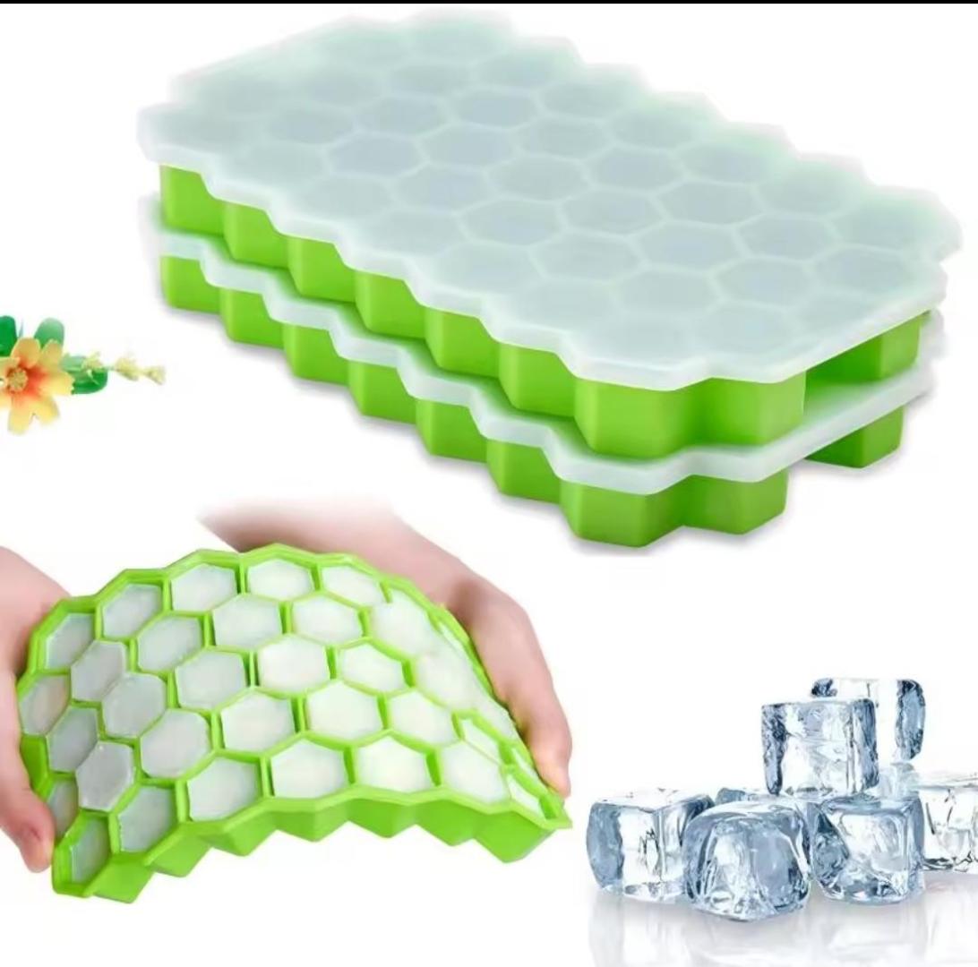 Ice Cube Tray Silicone Mold 37 Grid Honeycomb Shape Ice Cube Maker BPA Free Ice Maker with Lids DIY Popsicle Mould Ice Mould