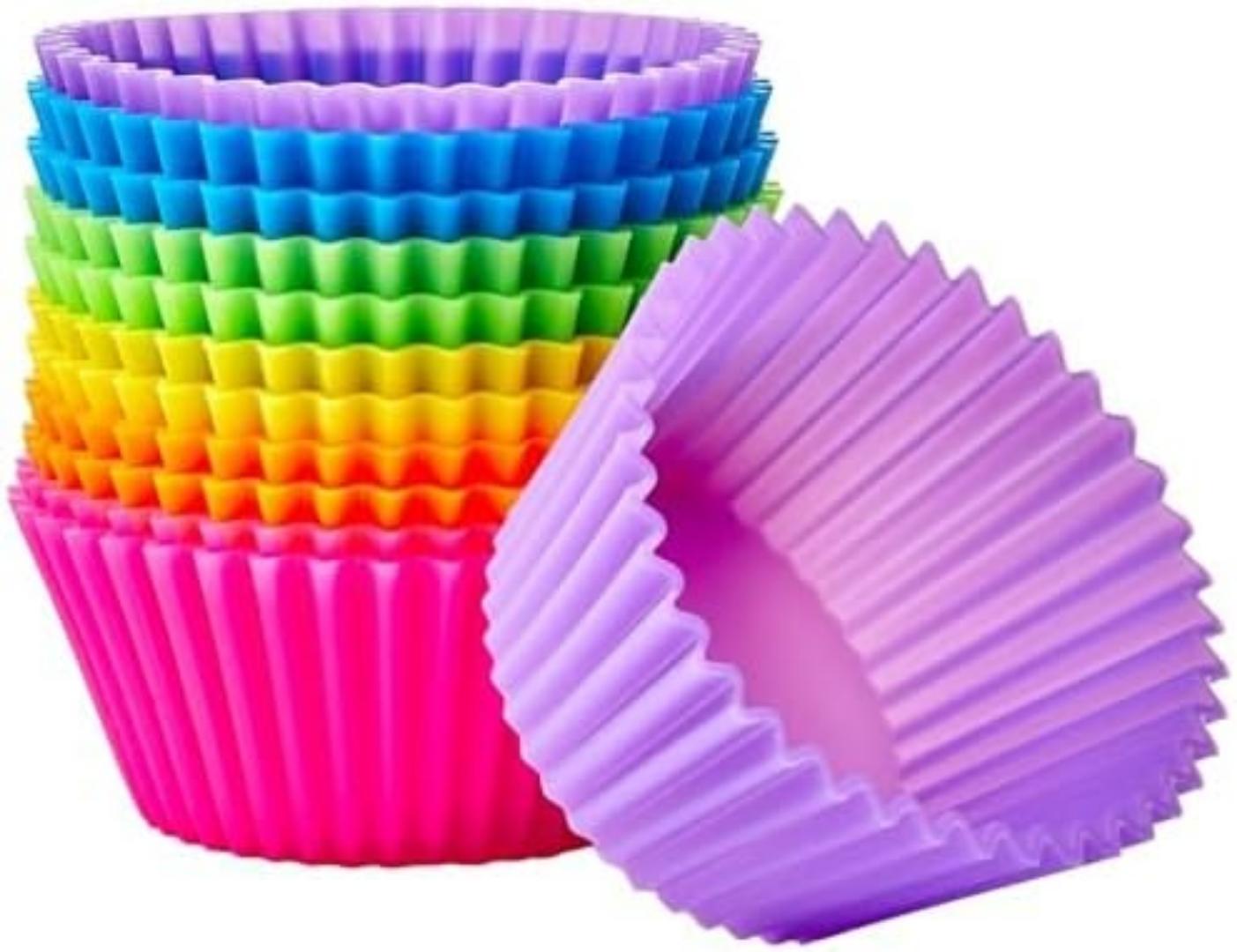 12a pieces Reusable Standard Colorful Truffle Cups Non-stick Cupcake Baking Liners Muffin Molds Silicone Baking Cups Cake Mold