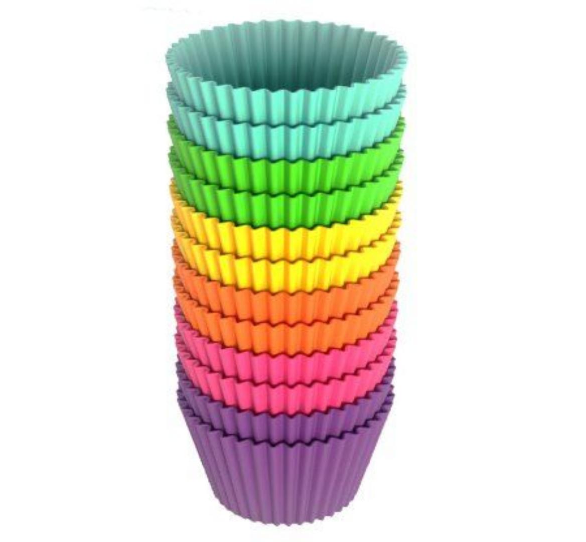 12a pieces Reusable Standard Colorful Truffle Cups Non-stick Cupcake Baking Liners Muffin Molds Silicone Baking Cups Cake Mold