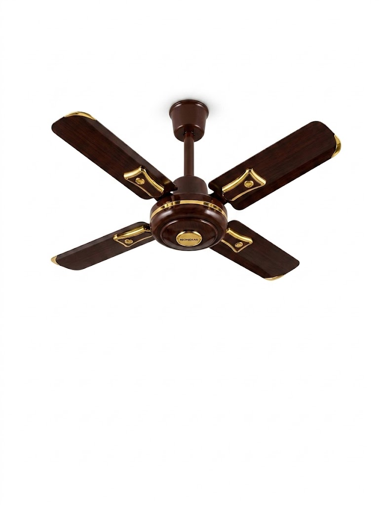 KING FAN 4-Blade Ceiling Fan (USCF-153) – 70W High-Speed Compact Ceiling Fan with Gold Accents – White