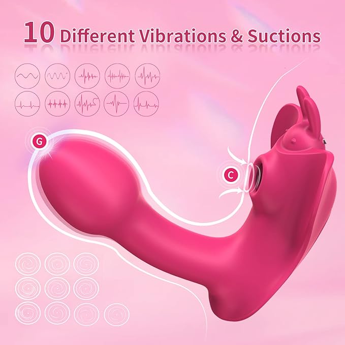Panty Butterfly G Spot & Clitoris Vibrator with 10 Vibrations & 10 Suctions, Wearable Vibrators Remote Control Stimulator Adult Suction Sex Toys for Women Pleasure, Clitoriss Toys - image 6