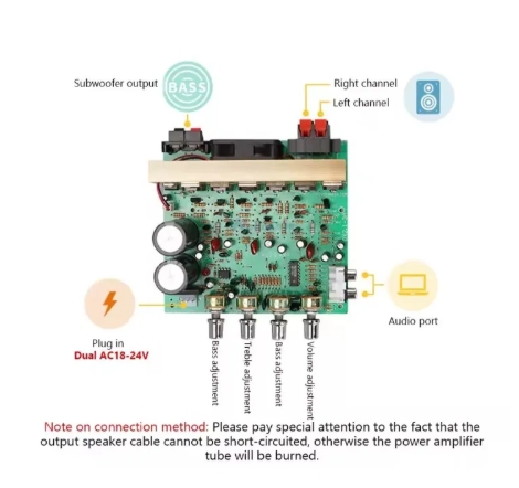 2.1CH amplifier board DX-2.1 Large Power Audio Amplifier Board AC 18-24V High Power Subwoofer 3×80W Dual Channel Output Sound amplifier Machine green Board + Free 4 pcs potentiometer knobs