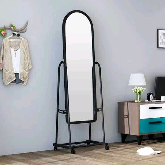 Full Length Dressing Mirror with Wheels and shoes Rack
