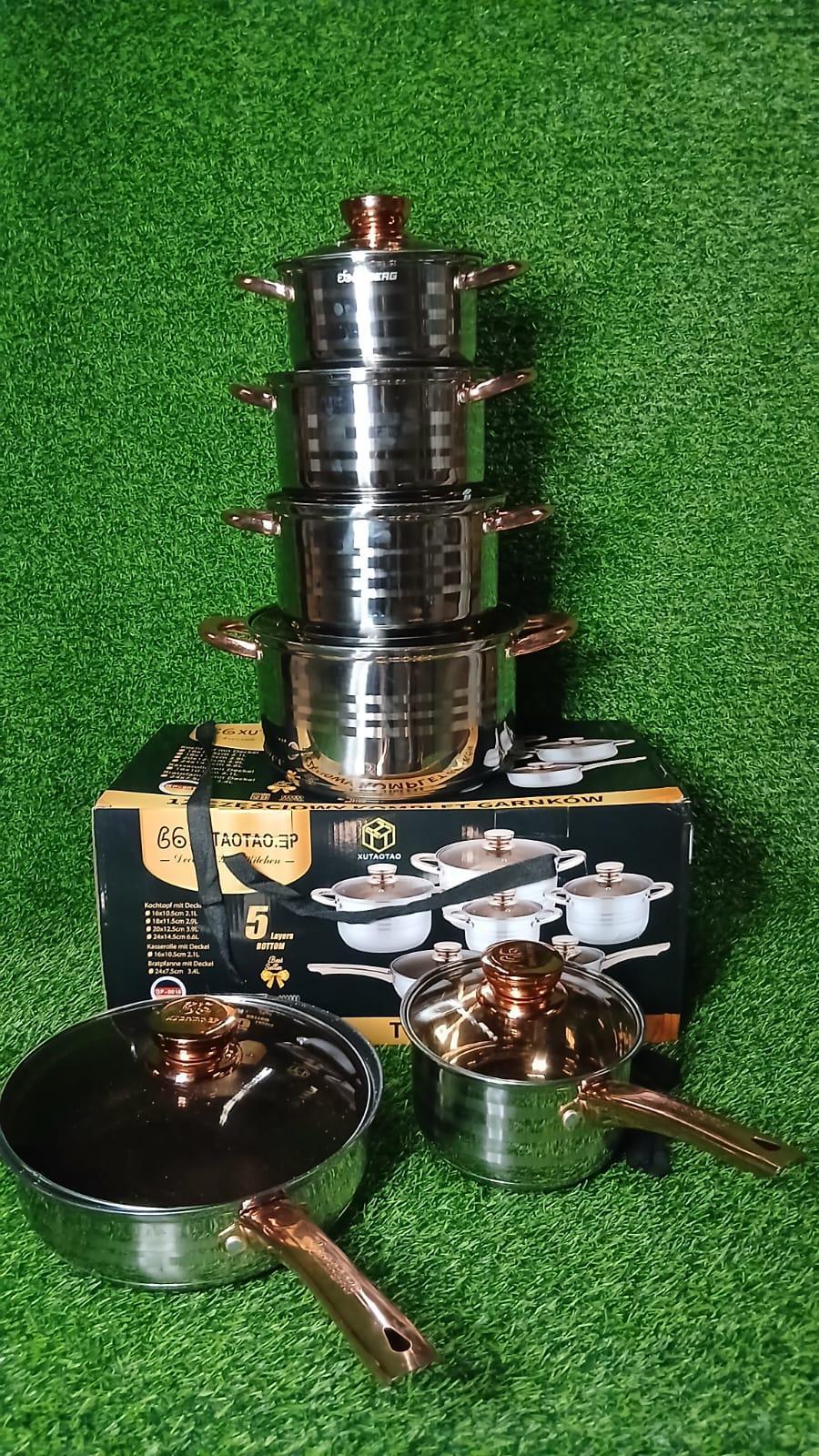 EDENBERG 12pc Stainless Steel Cookware Set