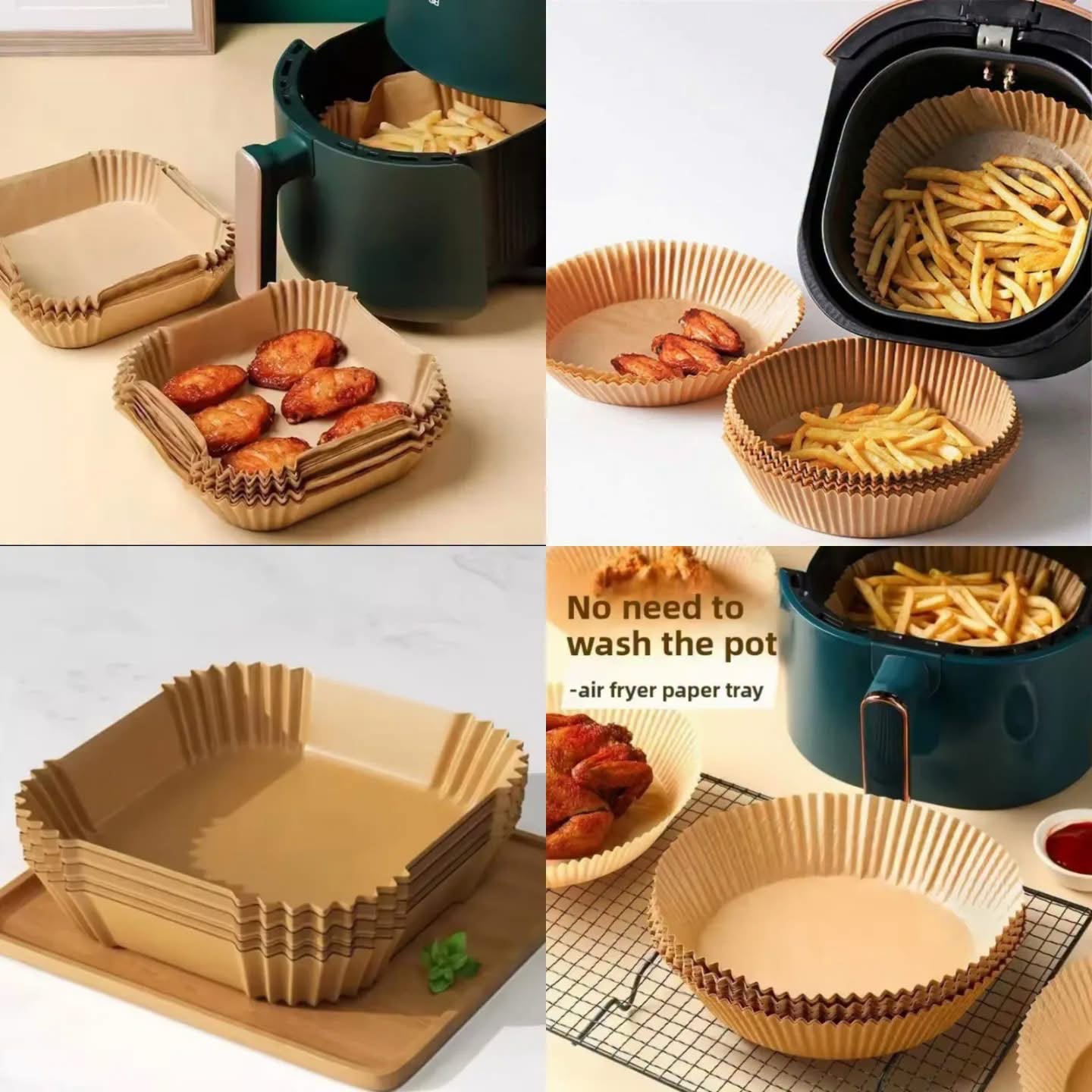 50 pieces pack of disposable non stick parchment paper baking or airfryer liners