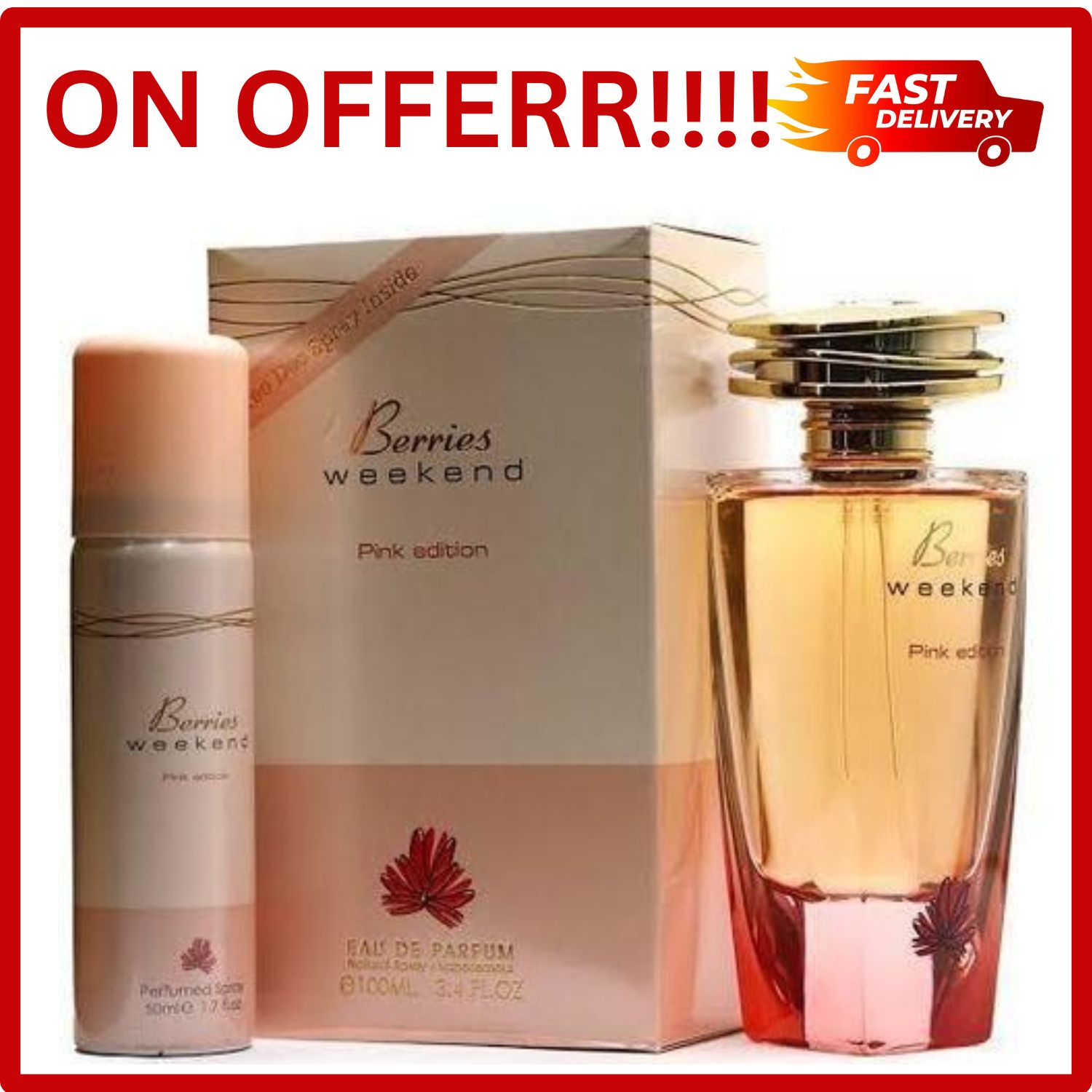 LIMITED DISCOUNT 🔥🔥🔥🔥LIMITED DISCOUNT !!! Berries Weekend Pink Edition EDP for Women 100ml + free deodrant spray by fragrance world