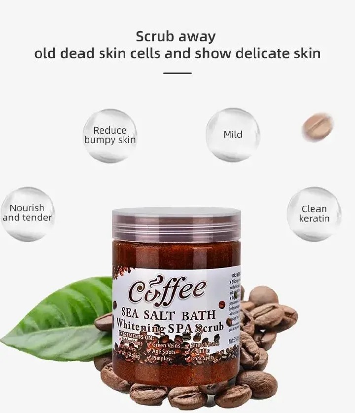LIMITED DISCOUNT🔥🔥💃🏻💃🏻!!!Coffee Body Scrub Exfoliating Skin Pore Cleansing Soften Sea Bath Salt Cream Moisturizing Anti Cellulite