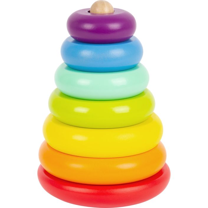 Colorful Wooden Stacking Rings Toy for Toddlers, Educational Montessori Learning Game for Kids, Shape Sorting, Hand-Eye Coordination & Motor Skills Small
