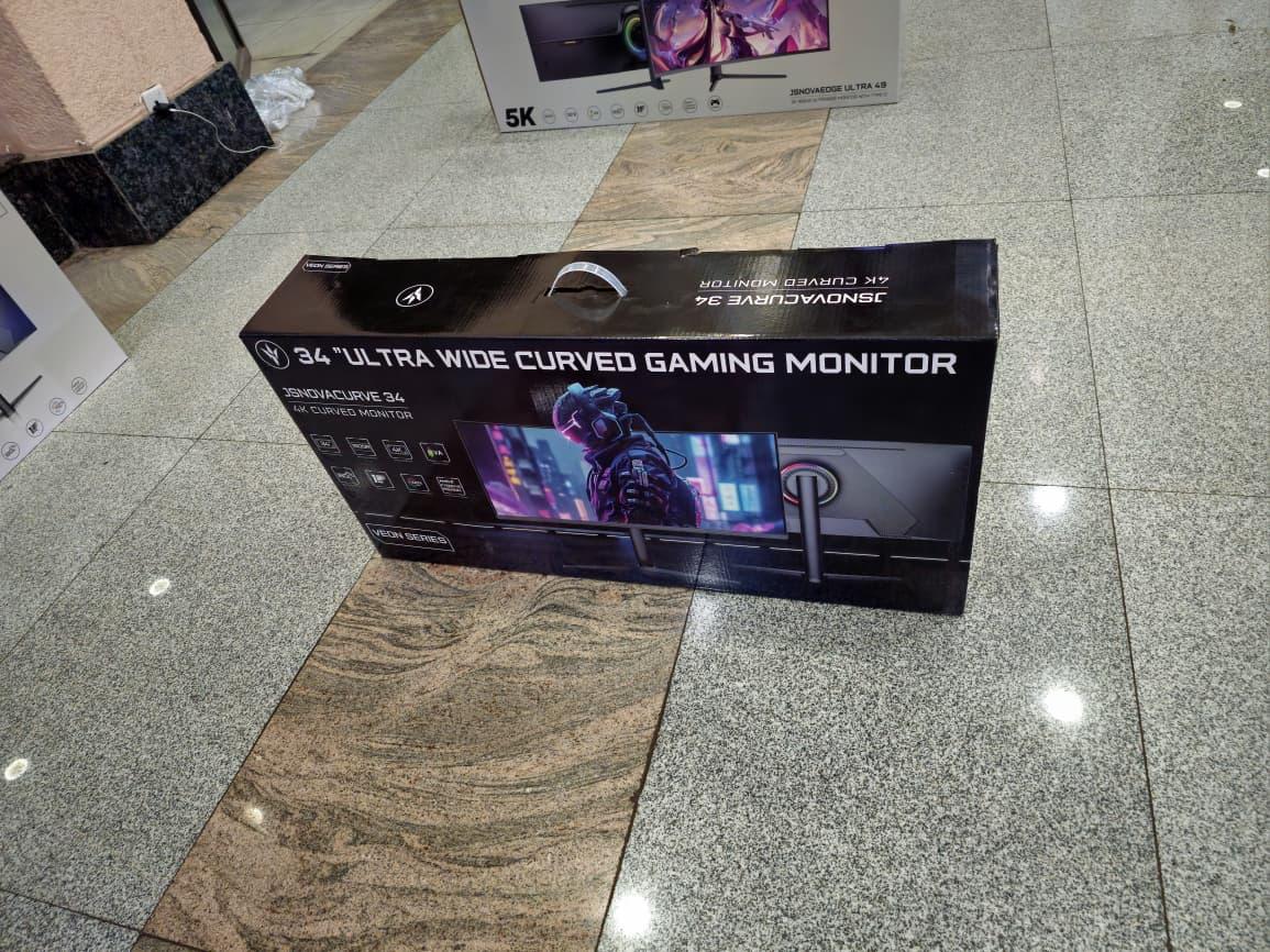 JS Nova 34" Ultra-Wide Curved 4K Gaming Monitor - 165Hz, 1500R, HDMI/DP, Webcam