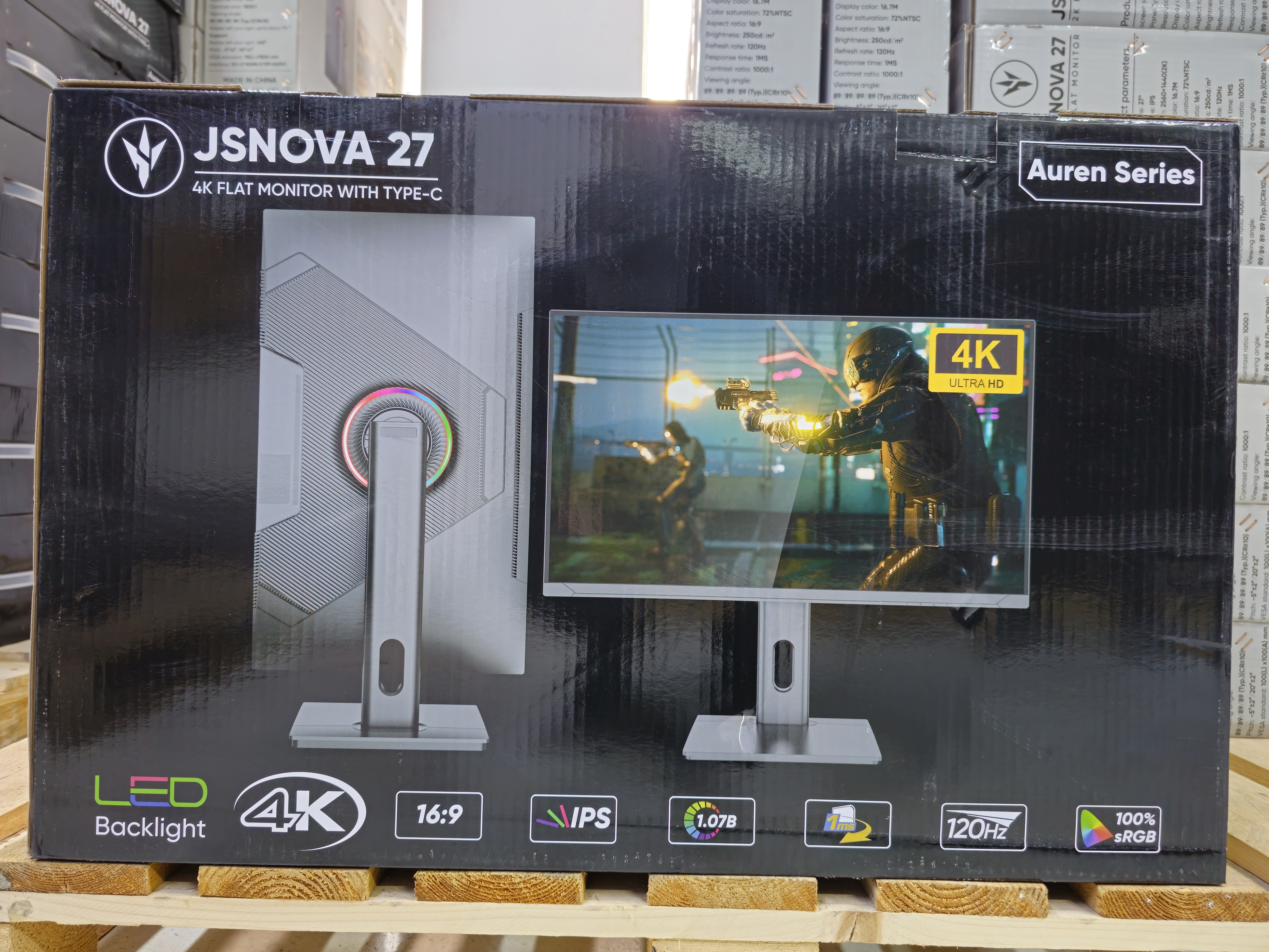 JS Nova 27" IPS 4K Gaming Monitor - 120Hz, HDMI/DP, Type-C