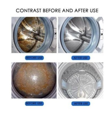 High efficiency Drum washing machine tablets cleaner with 12 pieces inside compatible with all machines, designed to penetrate dissolve and remove odour-causing residueand acts as an antibacteria.