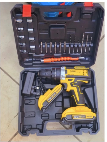 48V Cordless Drill – Heavy-Duty Power Drill with Battery, Charger & Full Tool Accessories Kit