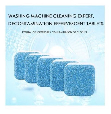 High efficiency Drum washing machine tablets cleaner with 12 pieces inside compatible with all machines, designed to penetrate dissolve and remove odour-causing residueand acts as an antibacteria.
