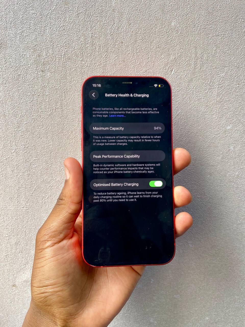 IPHONE 12 FEATURES A 6.1-INCH OLED DISPLAY, VISIBLE BLACKDOT ON SCREEN , A14 BIONIC CHIP, DUAL 12MP CAMERAS, 5G SUPPORT, AND A 94% BATTERY HEALTH FOR STRONG DAILY PERFORMANCE.