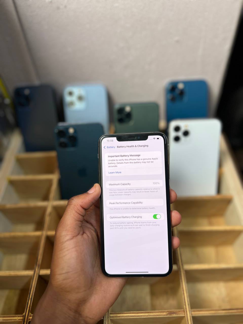 REFURBISHED IPHONE 11 PRO MAX 256GB WITH REPLACED DISPLAY, FULLY FUNCTIONAL, 90%+ BATTERY HEALTH, FACE ID WORKING, SMOOTH PERFORMANCE, CLEAN CONDITION Free PROTECTOR AND CLEAR CASE.