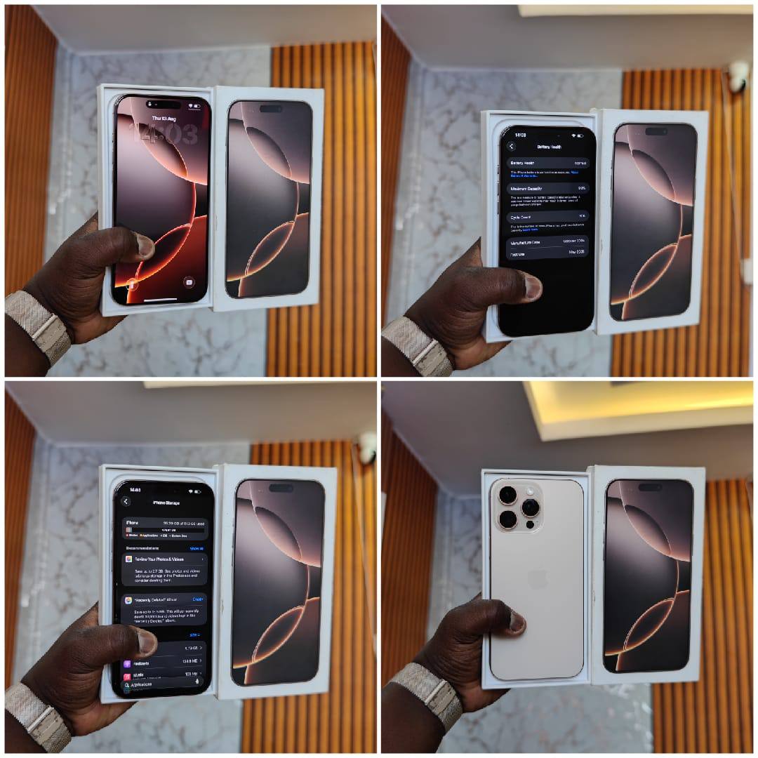 IPHONE 16 PRO MAX — 512GB OF RAW POWER, 93% BATTERY HEALTH, 6.9” SUPER RETINA XDR DISPLAY, A18 PRO CHIP, 48MP CAMERA SYSTEM, 5X OPTICAL ZOOM, TITANIUM BUILD, USB-C. BUILT TO DOMINATE. 🔥📱