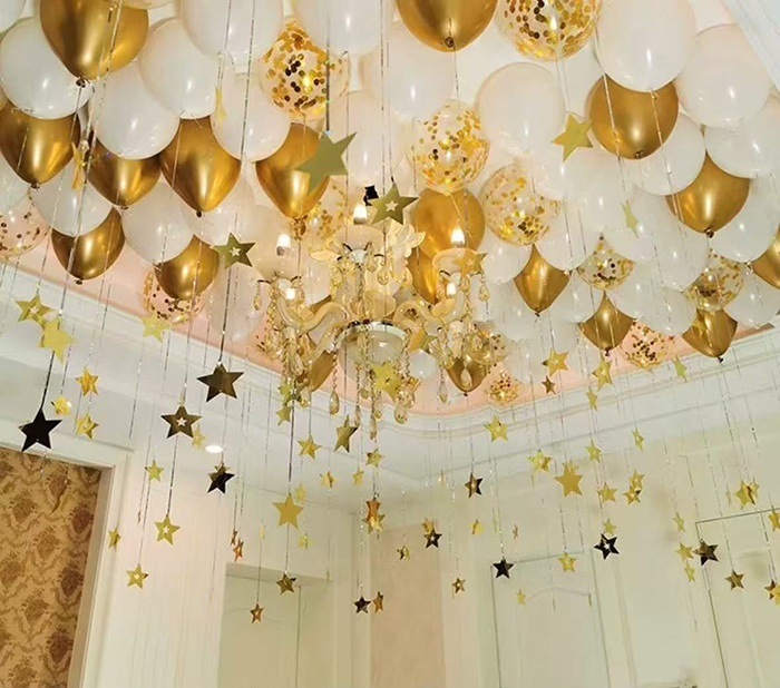 Navy Blue & Silver Balloon Set with Gold Star Pendants, 50/45pcs Latex Balloons with Confetti, Perfect for Birthday Party, Wedding, Graduation, Anniversary, Baby Shower Decorations, Includes Inflator