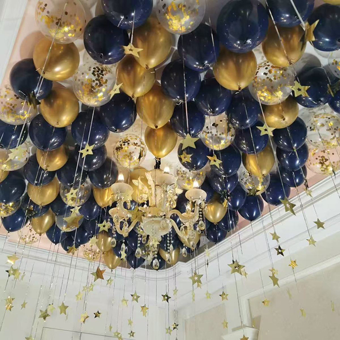 Navy Blue & Silver Balloon Set with Gold Star Pendants, 50/45pcs Latex Balloons with Confetti, Perfect for Birthday Party, Wedding, Graduation, Anniversary, Baby Shower Decorations, Includes Inflator