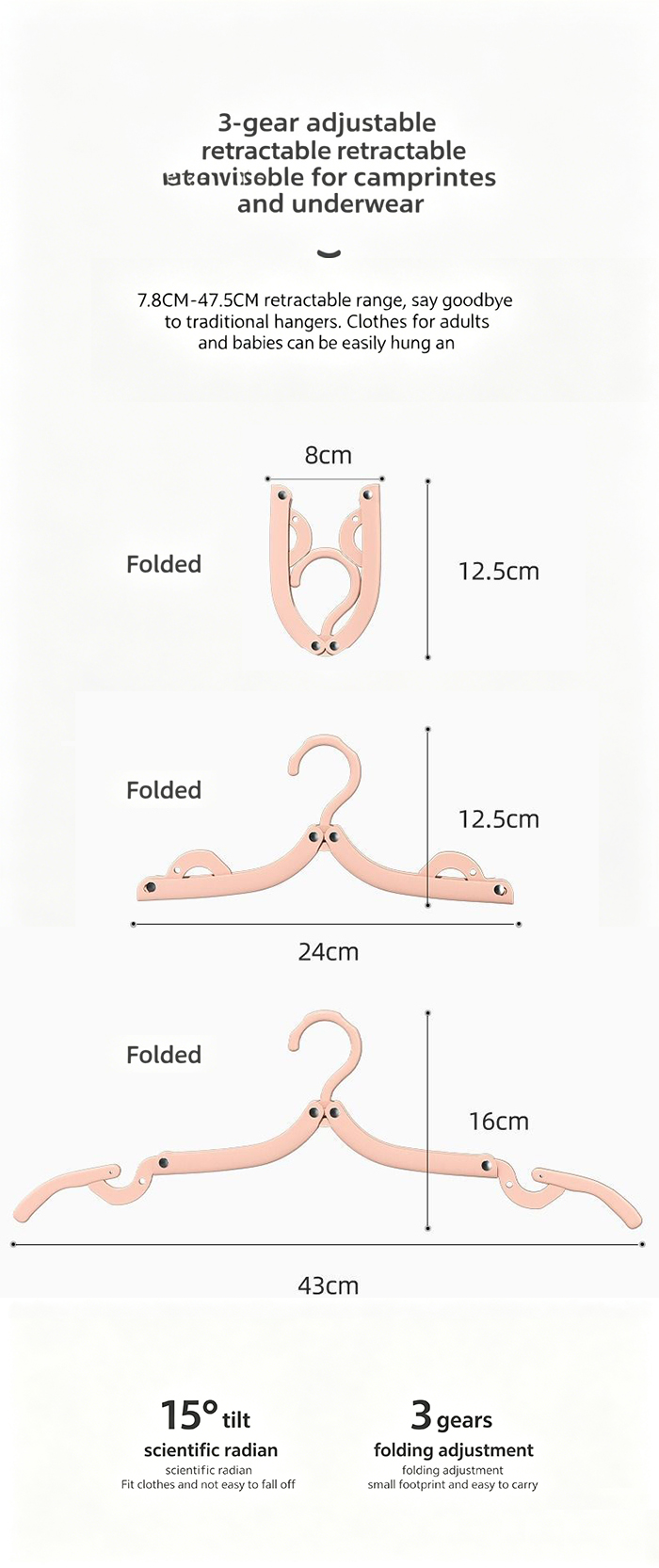 Foldable Travel Hangers - Portable Folding Collapsible Clothes Hangers Lightweight Travel Accessories Foldable Clothes Drying Rack Dorm Hanger for School Home with Clothesline