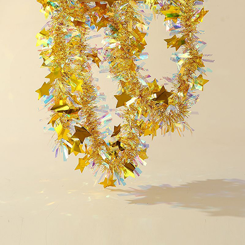 Iridescent Hanging Decorations Garland,  2M/3M Long Roll Shiny Foil Metallic Banner for Christmas, Bridal Shower, Wedding, Birthday, Frozen Theme Party, Fairy Princess Rainbow Show Decoration