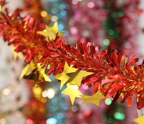 Iridescent Hanging Decorations Garland,  2M/3M Long Roll Shiny Foil Metallic Banner for Christmas, Bridal Shower, Wedding, Birthday, Frozen Theme Party, Fairy Princess Rainbow Show Decoration