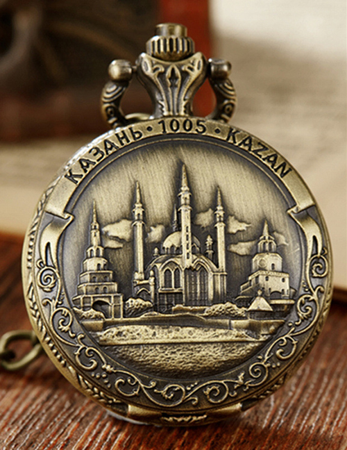 Retro Antique Bronze Pocket Watch with 37.5cm Lobster Clasp Necklace Chain, Classic Quartz Clock Necklace, Vintage Steampunk Pocket Watch with Chain for Men and Women(Comes with a pocket watch box)