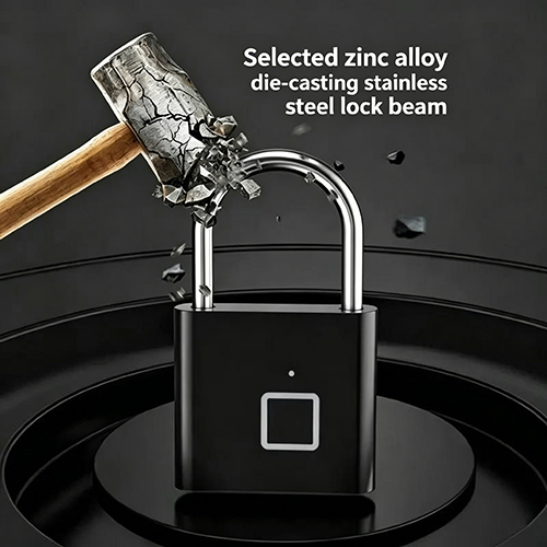 Fingerprint Padlock, Compact USB Charging Biometric Lock, USB Interface Thumbprint Padlock with  0.5 Seconds Unlock Biometric Thumbprint Lock for Locker, Backpack, Luggage