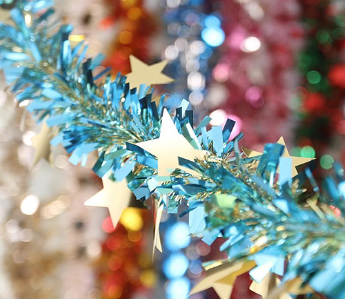 Iridescent Hanging Decorations Garland,  2M/3M Long Roll Shiny Foil Metallic Banner for Christmas, Bridal Shower, Wedding, Birthday, Frozen Theme Party, Fairy Princess Rainbow Show Decoration