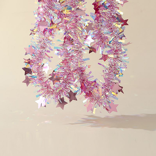 Iridescent Hanging Decorations Garland,  2M/3M Long Roll Shiny Foil Metallic Banner for Christmas, Bridal Shower, Wedding, Birthday, Frozen Theme Party, Fairy Princess Rainbow Show Decoration